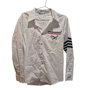 Thom Browne Size Large White Button Front Shirt Dog Pocket Designer Japan
